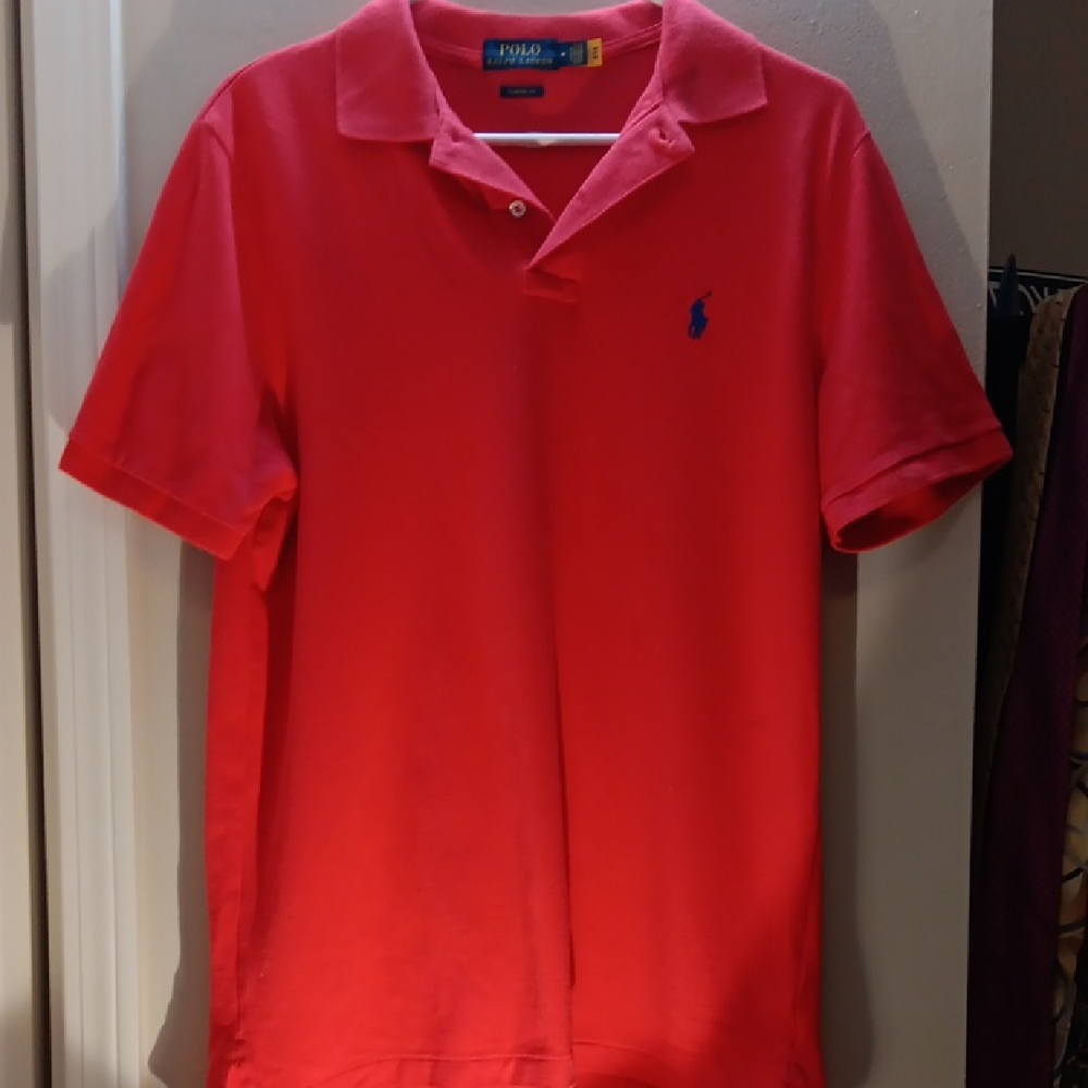 Polo Ralph Lauren Mens Classic Fit Red Cotton Pique Short Sleeve Polo Shirt M